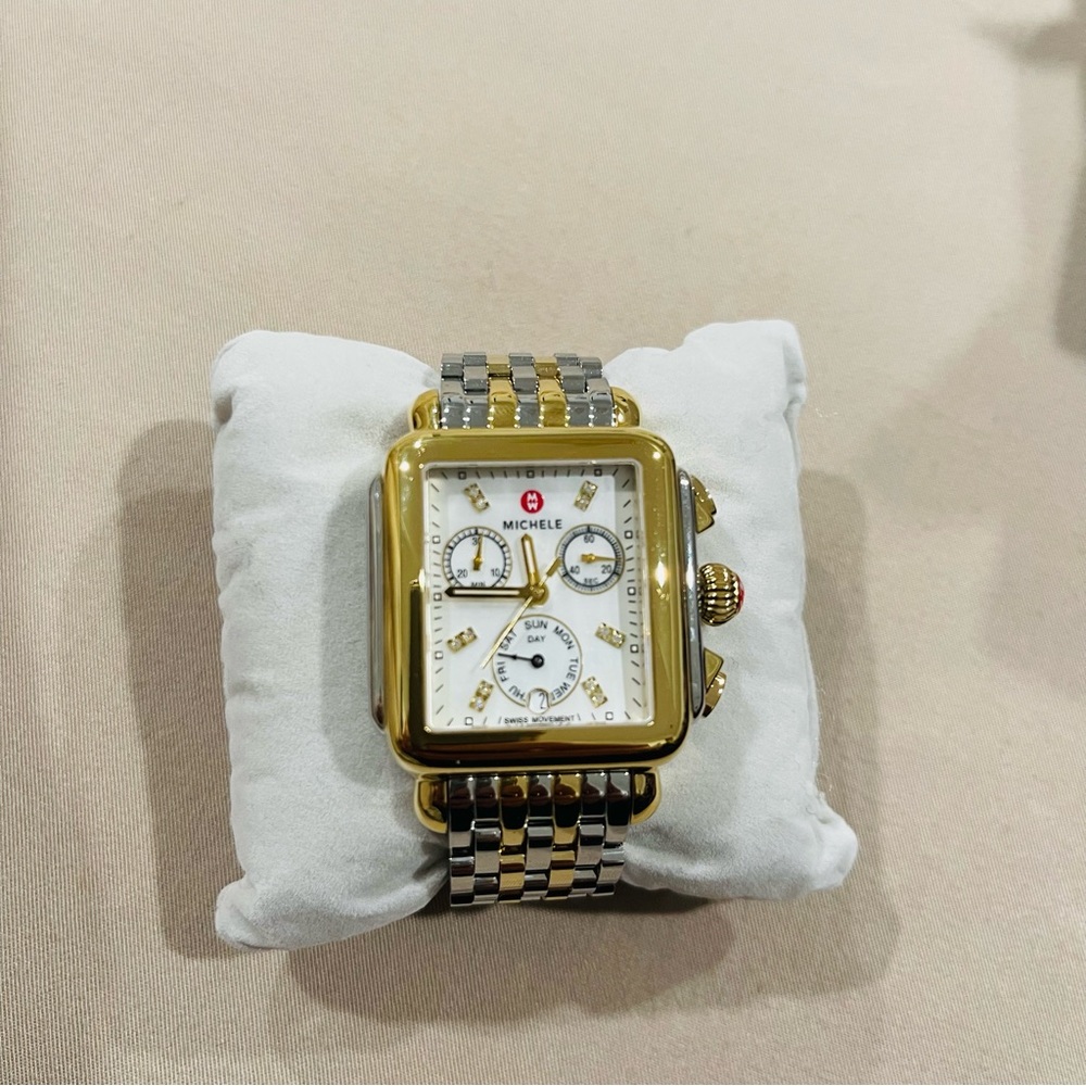 Michele ladies watch two tone gold and silver brand new